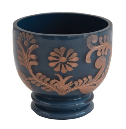 Copper & Blue Glass Votive Holder