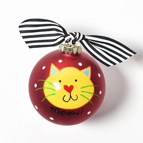 Meow Cat Glass Ornament