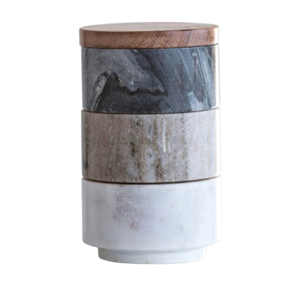 Stacking Marble Pinch Pots Set