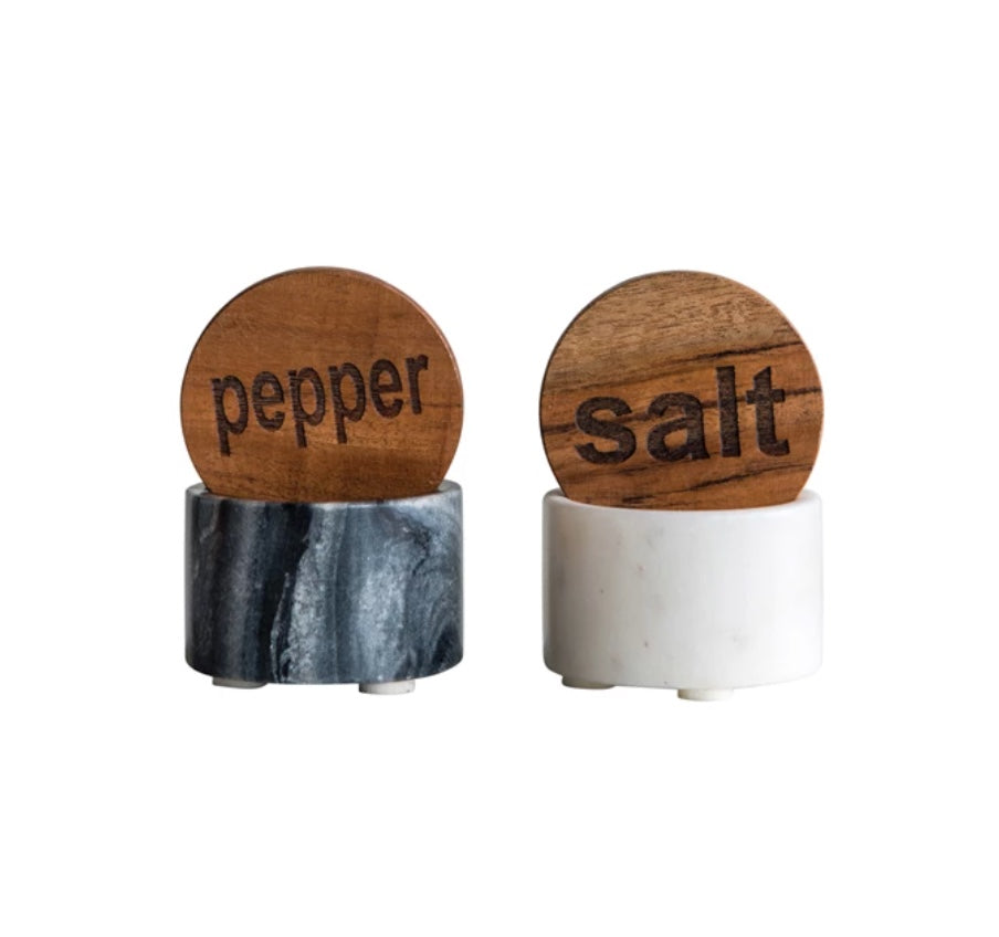 Marble Salt & Pepper Dishes - Set of 2