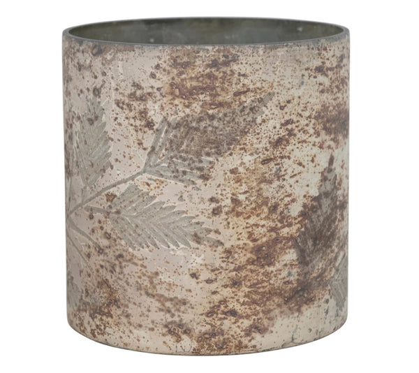 Etched Leaf Glass Hurricanes
