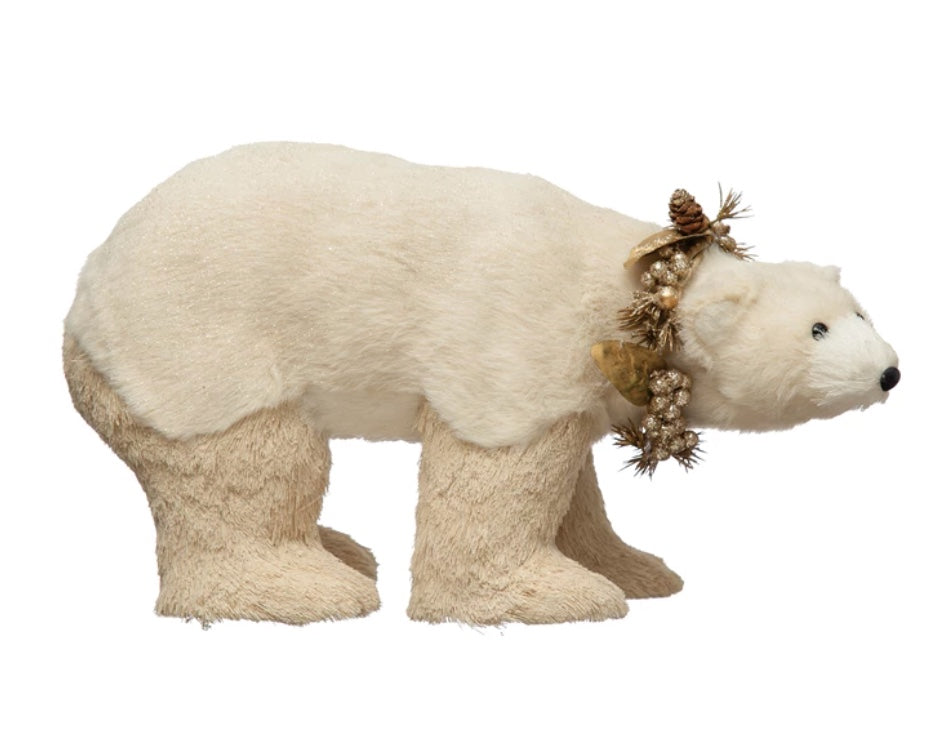 Glittered Polar Bear with Wreath
