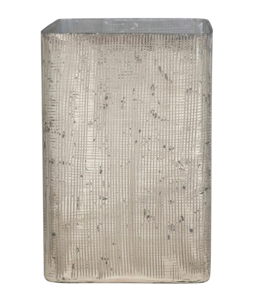 Square Silver Mercury Glass Tealight Holder