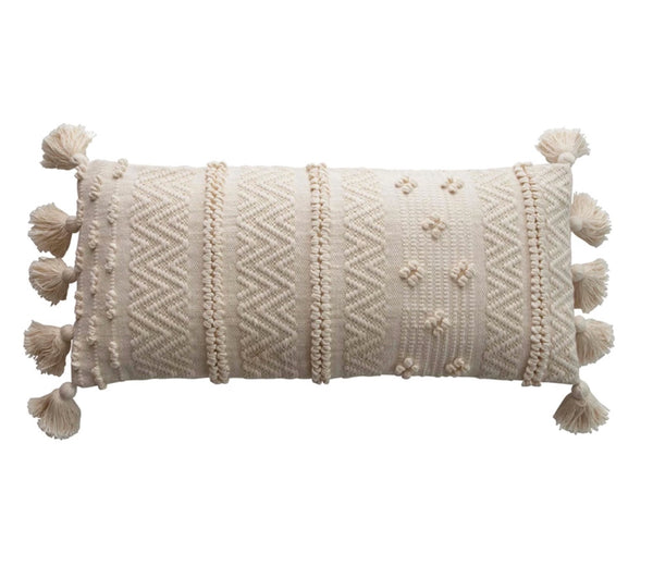 Ivory Textured Lumbar Pillow