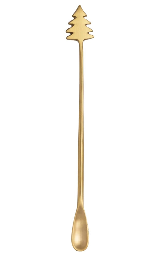 Christmas Tree Brass Cocktail Spoon