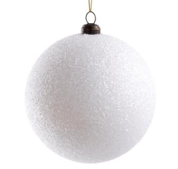 White Glittered Plastic Ball Ornaments