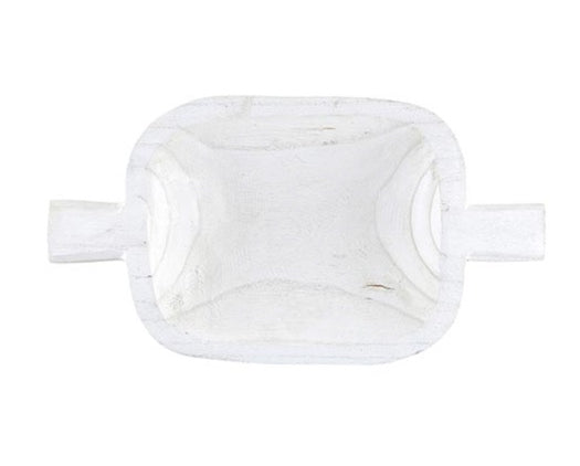 Paulownia Double Handle Wood Bowl - White