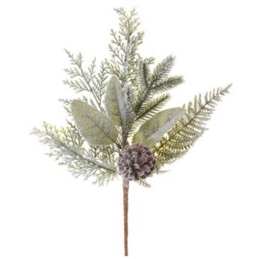Snowed Pine Cone/Fern/Pine Spray - 18
