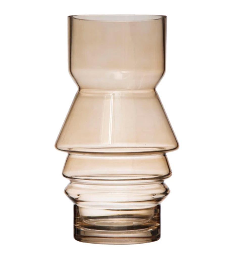 Brown Glass Layered Vase