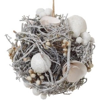 Berry/Wood Chip Flower Orb Ornament