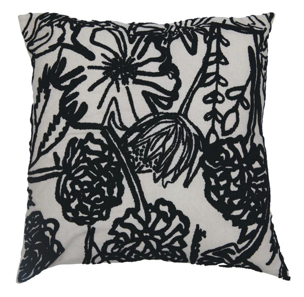 Cream & Black Floral Pattern Pillow