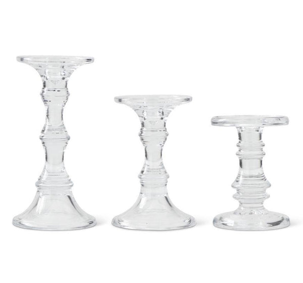 Clear Glass Pillar Candle Trio