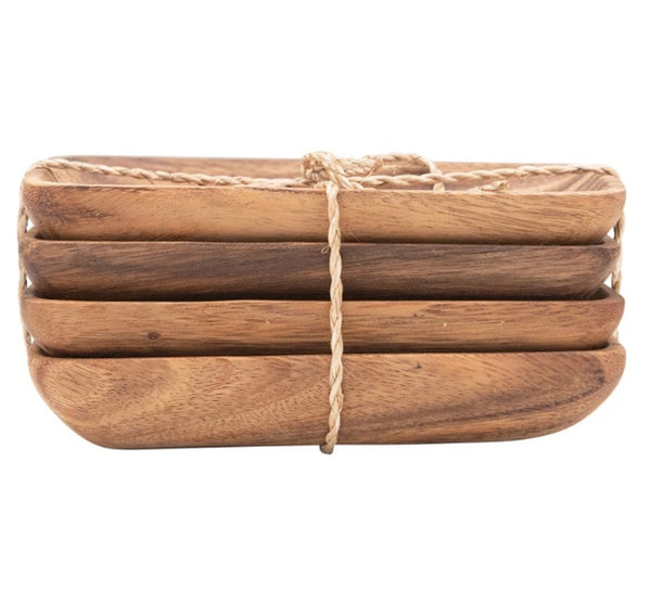 Acacia Wood Mini Tray Set