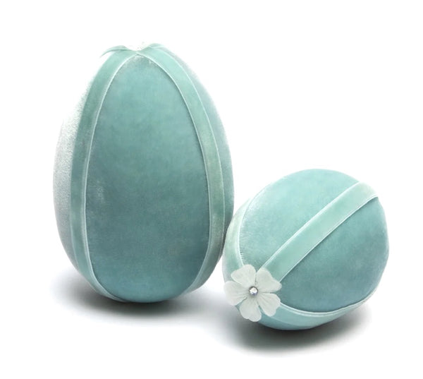 Medium Velvet Eggs with Ribbon by Hot Skwash - Seafoam