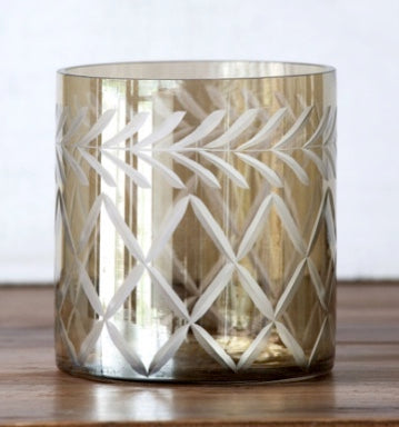 Smoky Glass Etched Votive