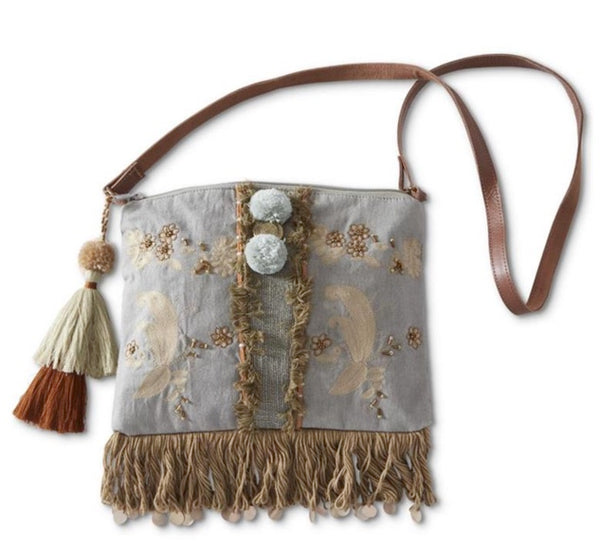 Vintage Blue Green Tapestry Crossbody
