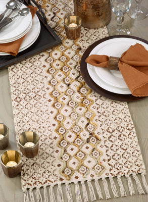 Embroidered Block Print Table Runner