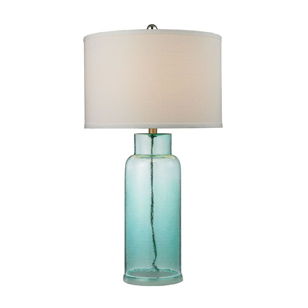 Glass Bottle Table Lamp in Seafoam Green
