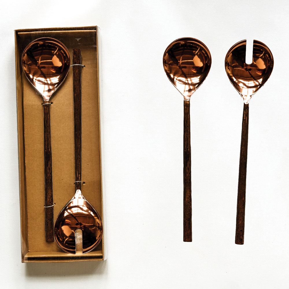 Copper Salad Server Set