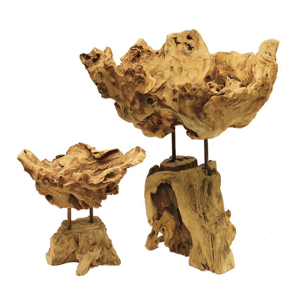 Natural Wood Footed Bowls