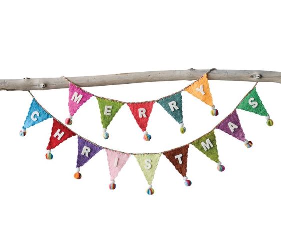 Colorful Felt "Merry Christmas" Banner - 30"