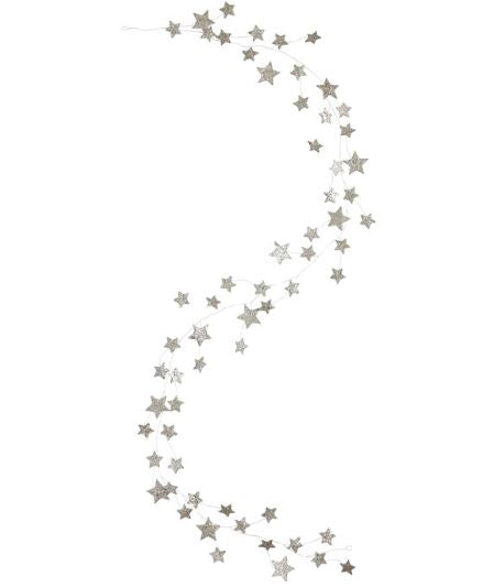 Silver Glittered Star Garland - 72