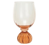 Pink Ribbed Footed Wine Glass