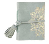 Green mandala suede mini notebook