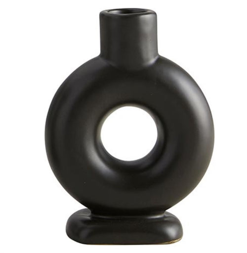 Black Donut Taper Candle Holder