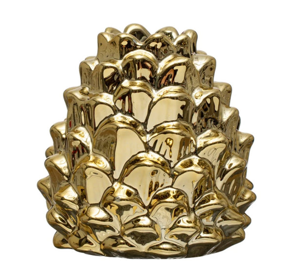 Shiny Gold Pinecone Taper Holder