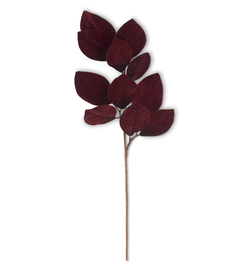 Burgundy Velvet Magnolia Leaf Spray - 33"