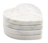 White Heart Marble Coaster Set