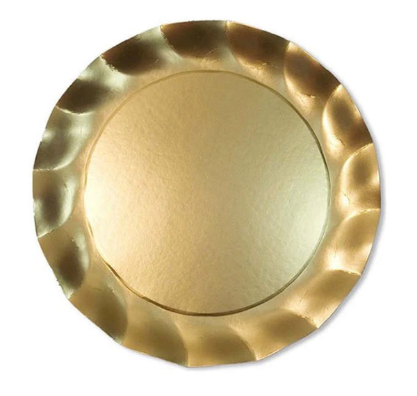 Satin Gold Wavy Paper Plates by Sophistiplate