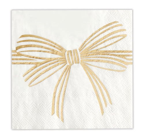 Gold Bow Square Paper Cocktail Napkins