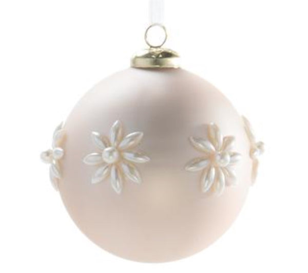 Pink Pearl Flower Glass Ball Ornament