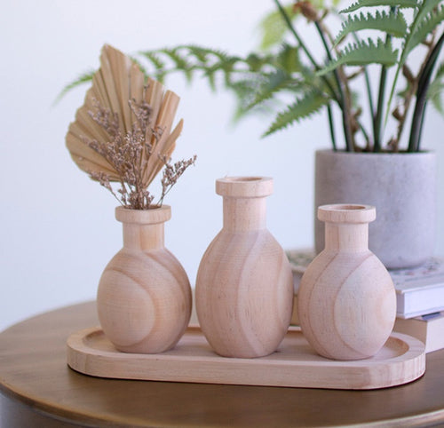 Wooden Bud Vase Set