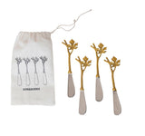 Brass & Steel Maple Leaf Canape Knives