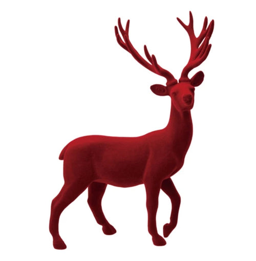 Burgundy Red Flocked Deer