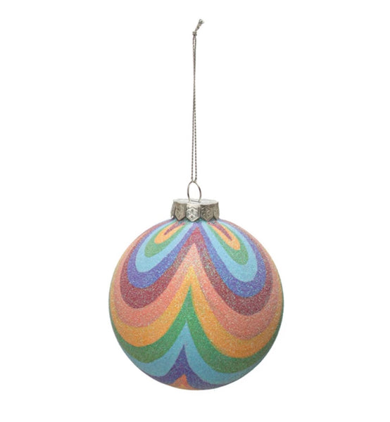 Rainbow Glitter Glass Ball Ornament