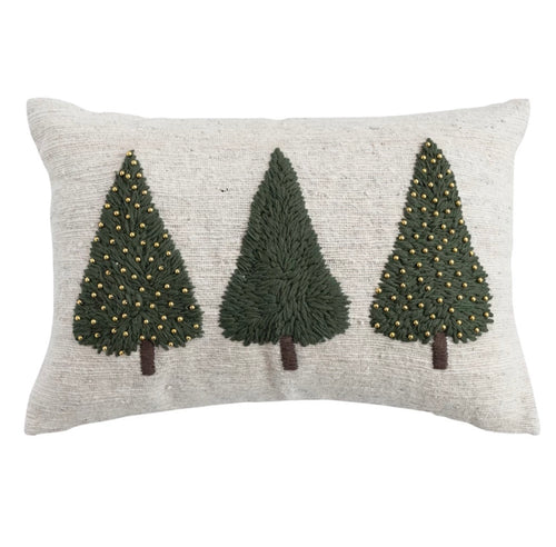 Wool Christmas Trees Lumbar Pillow
