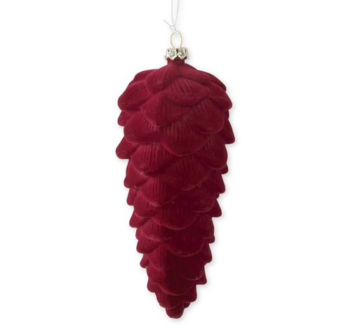 Burgundy Velvet Flocked Pinecone Ornament