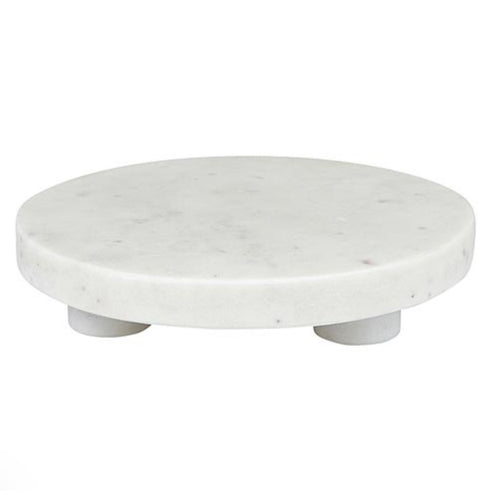 White Marble Round Footed Tray