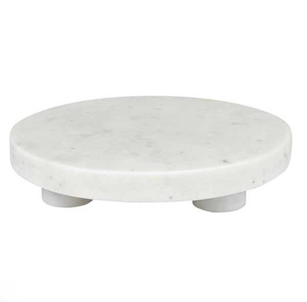 White Marble Round Footed Tray