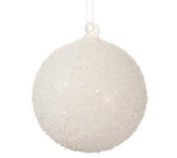 White Flocked Glass Ball Ornament