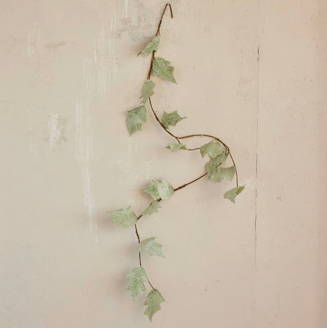 Iced Mint Green Leaf Garland