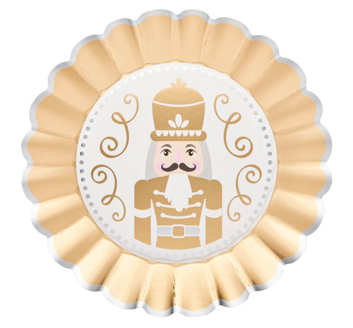 Gilded Nutcracker Wavy Paper Dinner Plates by Sophistiplate