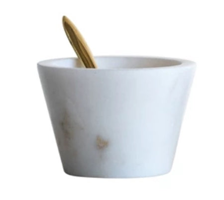 White Mini Marble Bowl w/Spoon