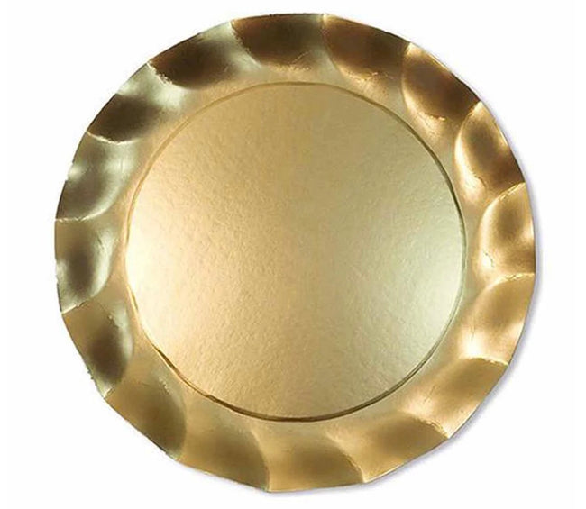Satin Gold Wavy Paper Plates by Sophistiplate