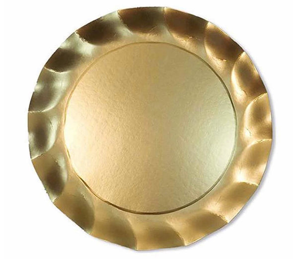 Satin Gold Wavy Paper Plates by Sophistiplate