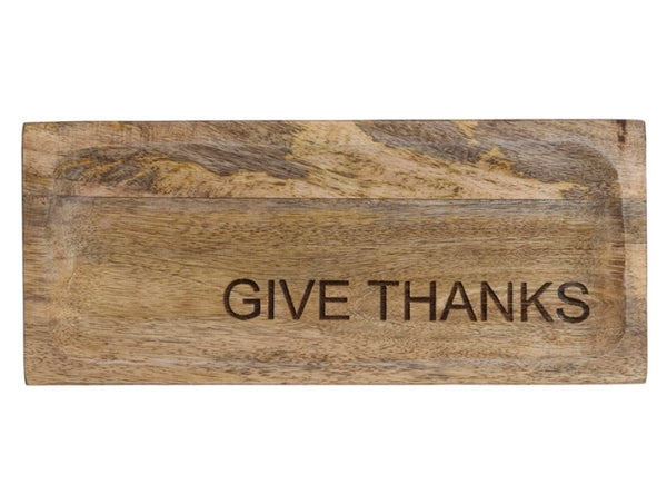 Give Thanks Engraved Wooden Tray